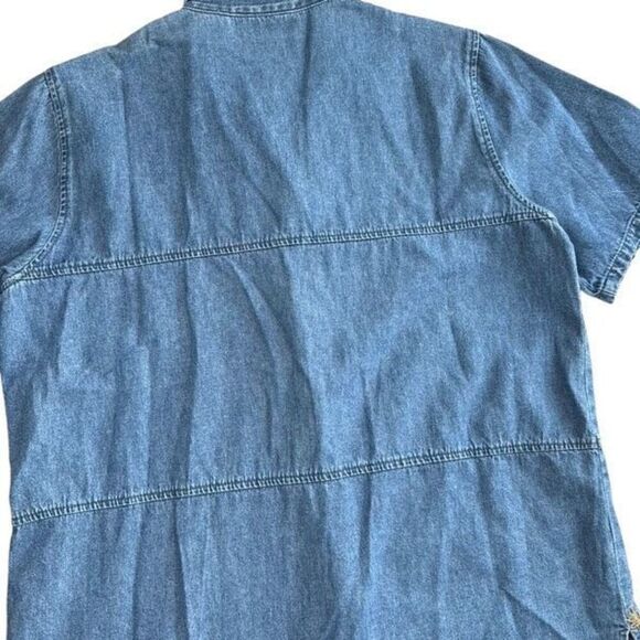 Vintage 90s Casey Max Denim Button Down Shirt Embroider Safari Animals Sz medium - Picture 4 of 7